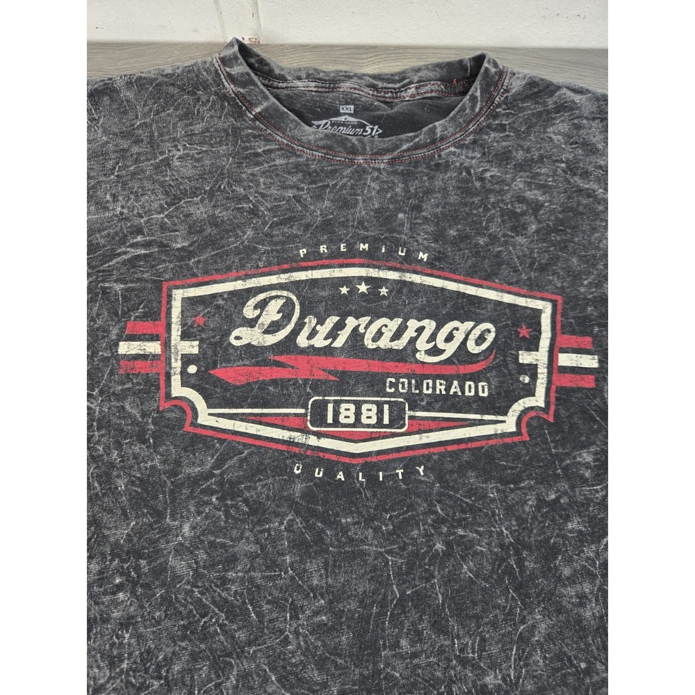 Durango Colorado T Shirt Mens XXL Black Stone Wash‎ Premium 51 Ever Good